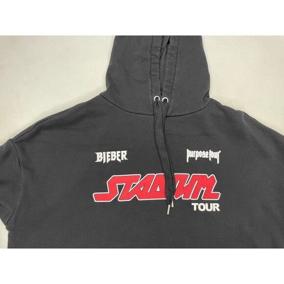 H&M Justin Bieber Stadium Purpose Tour Hoodie Cropped Women Large Black Music - Picture 2 of 5